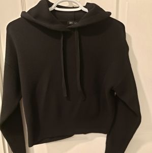 Knit crop hoodie sweatshirt & knit joggers set